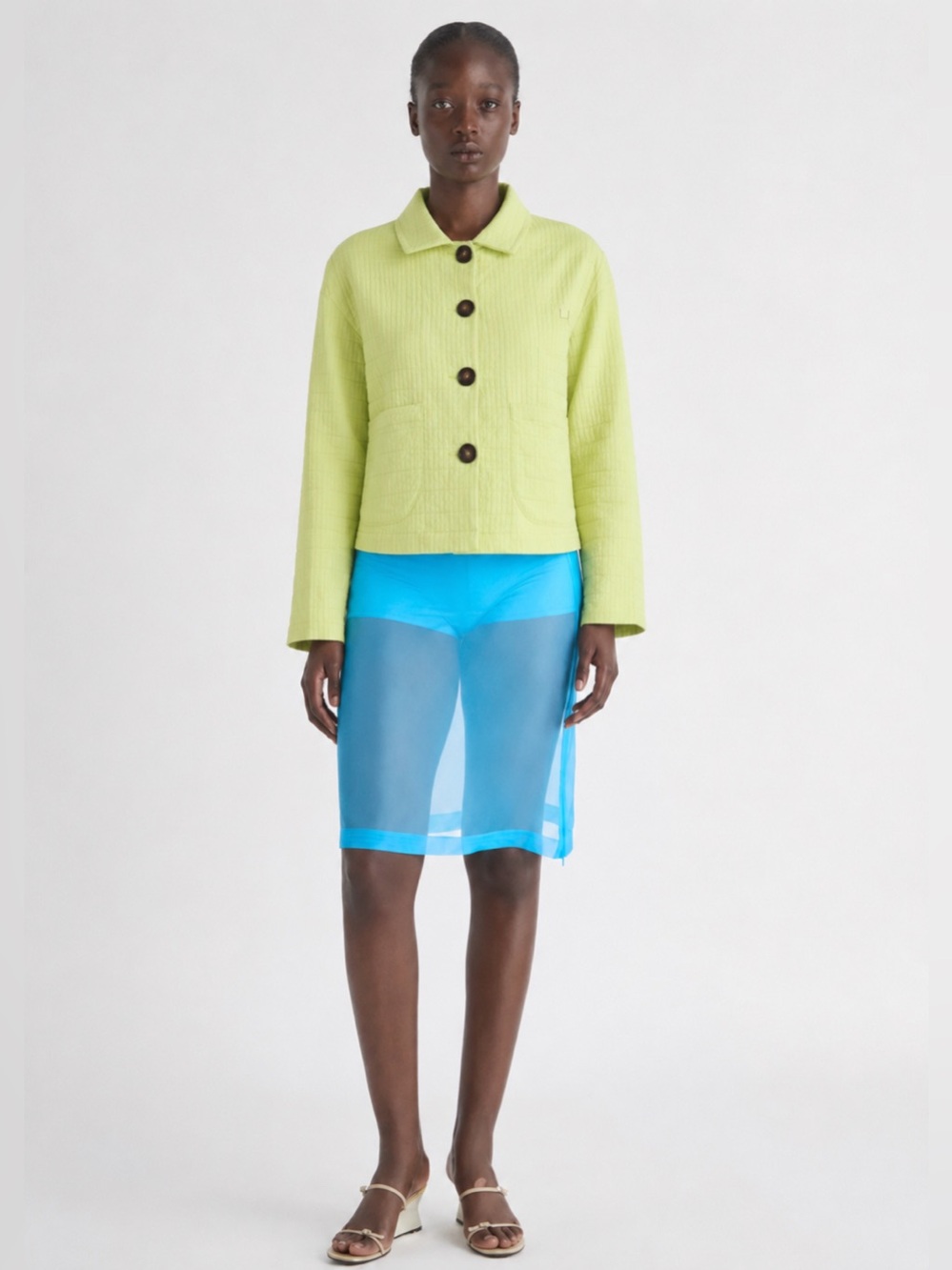 Paloma Wool Lime Green Baron Button Front Jacket size 6